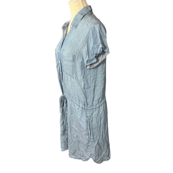 Thread & Supply Women Light Blue Wash Chambray at Knee Dress Sz L Button-Up NWT - Picture 5 of 16